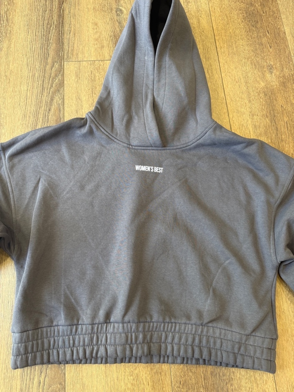 WOMEN’S BEST Charcoal Gray Cropped Hoodie with Small Chest Logo. Size L - Picture 2 of 6